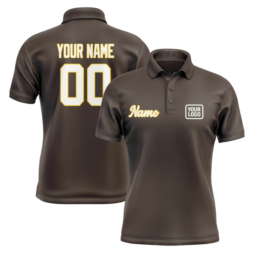 Custom Brown White Short-Sleeve Polo Shirt