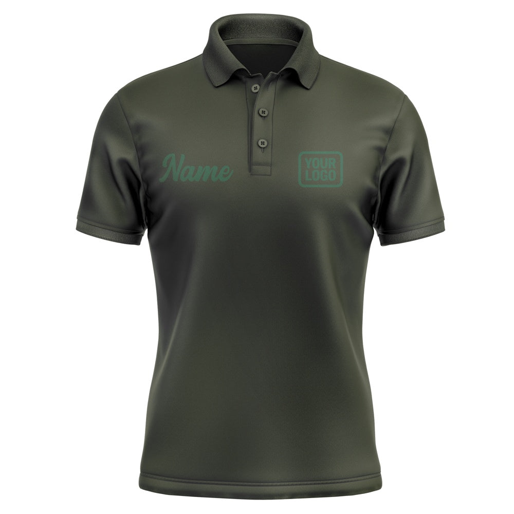 Custom Olive Green Short-Sleeve Polo Shirt