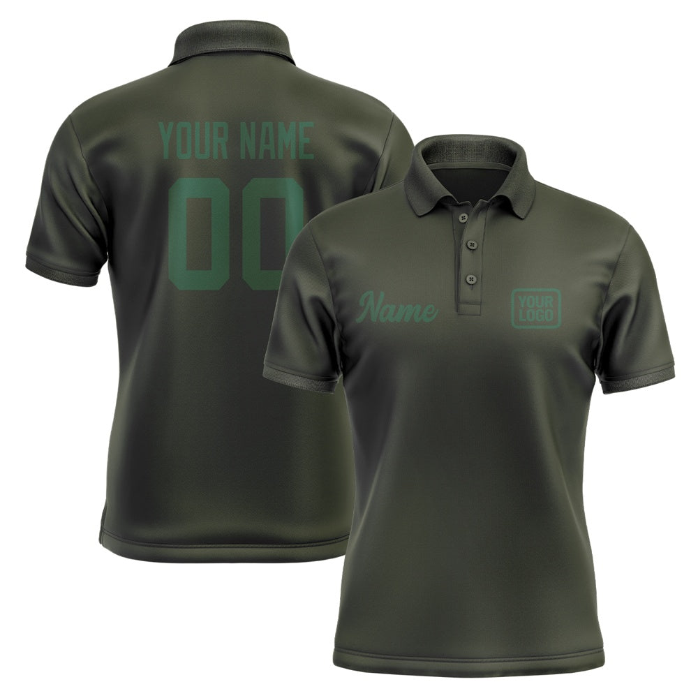 Custom Olive Green Short-Sleeve Polo Shirt