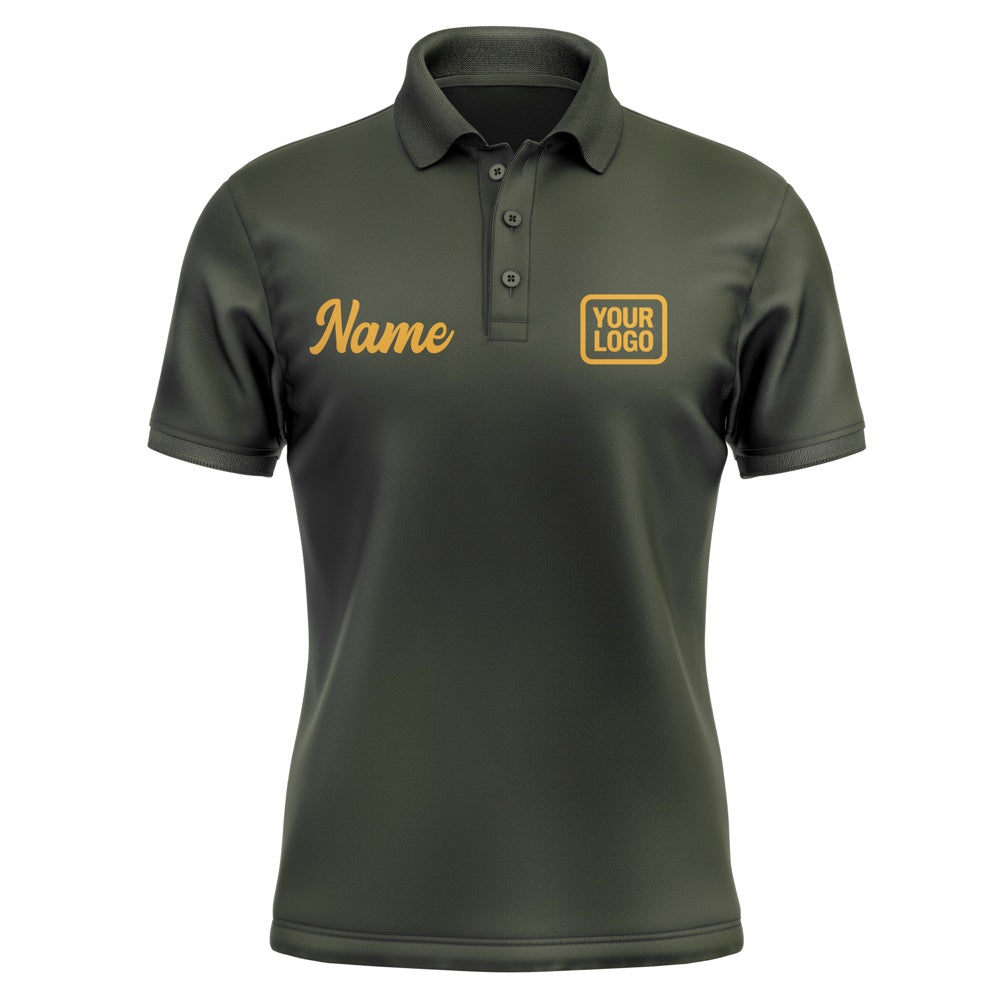 Custom Olive Yellow Short-Sleeve Polo Shirt
