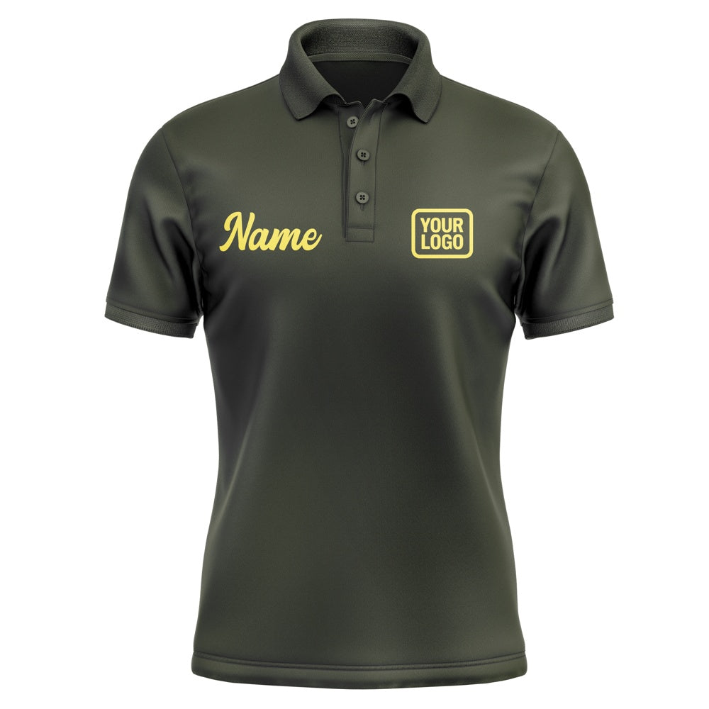 Custom Olive Light Yellow Short-Sleeve Polo Shirt