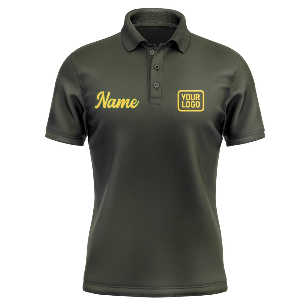 Custom Olive Gold Short-Sleeve Polo Shirt