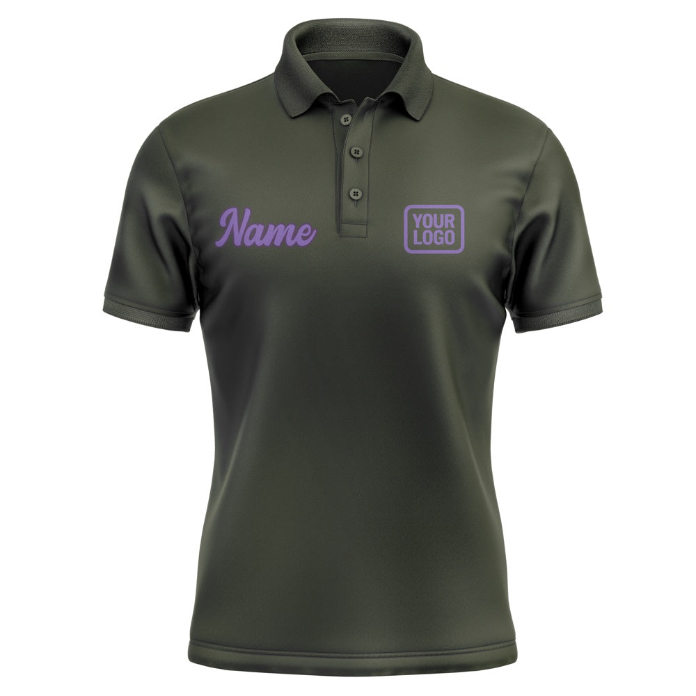 Custom Olive Light Purple Short-Sleeve Polo Shirt