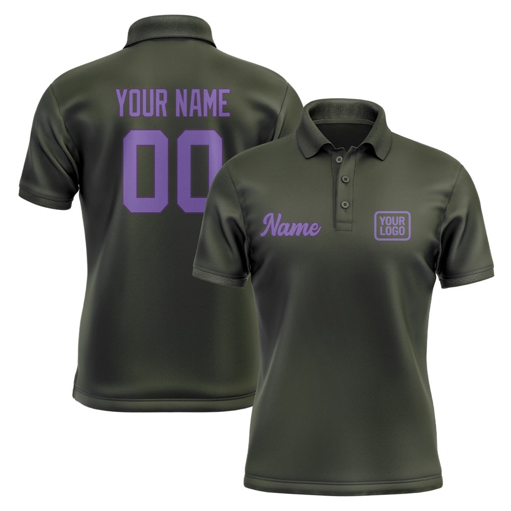Custom Olive Light Purple Short-Sleeve Polo Shirt