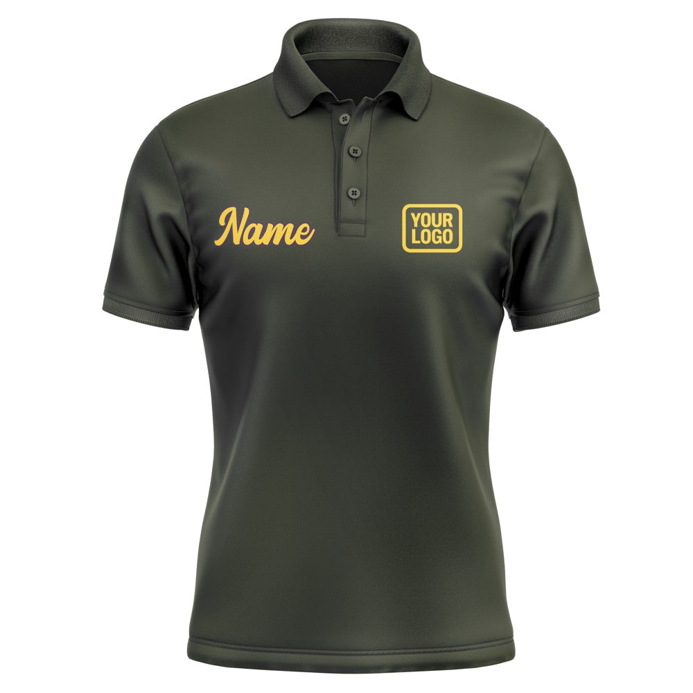 Custom Olive Gold Short-Sleeve Polo Shirt