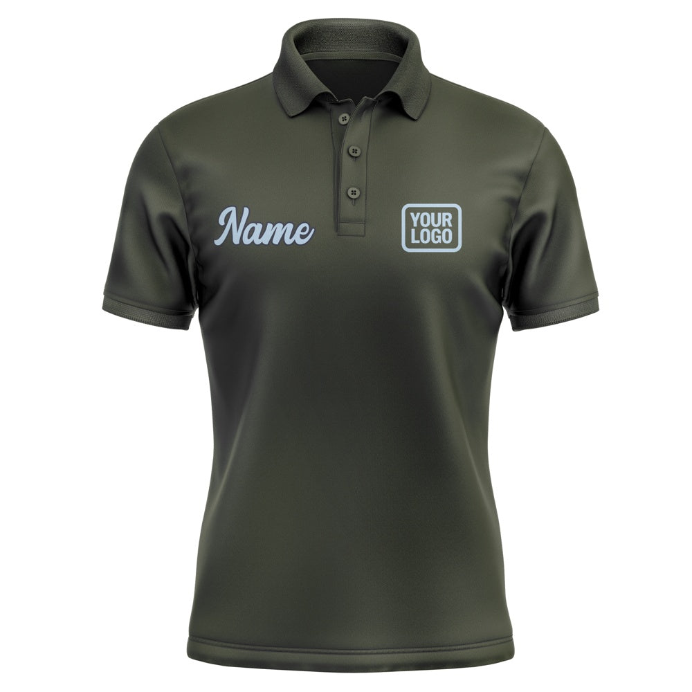Custom Olive Light Blue Short-Sleeve Polo Shirt