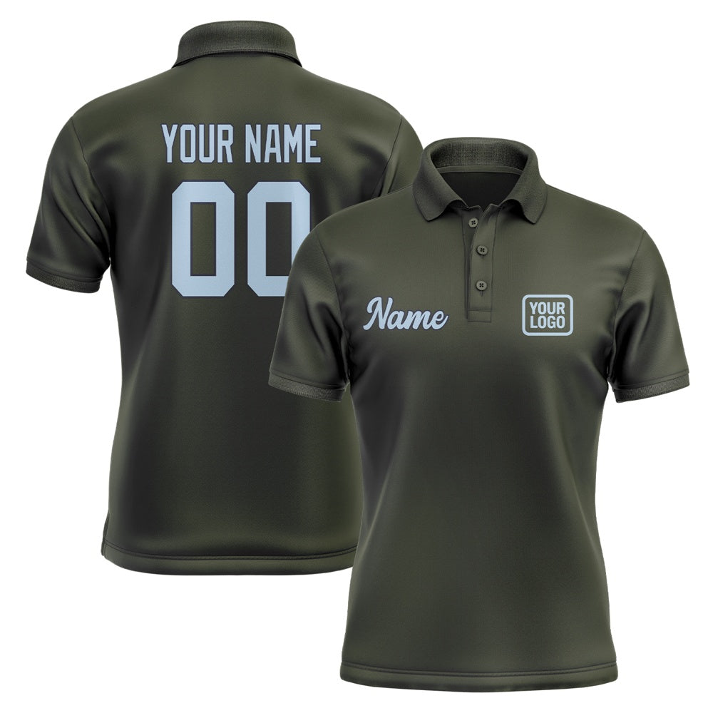 Custom Olive Light Blue Short-Sleeve Polo Shirt