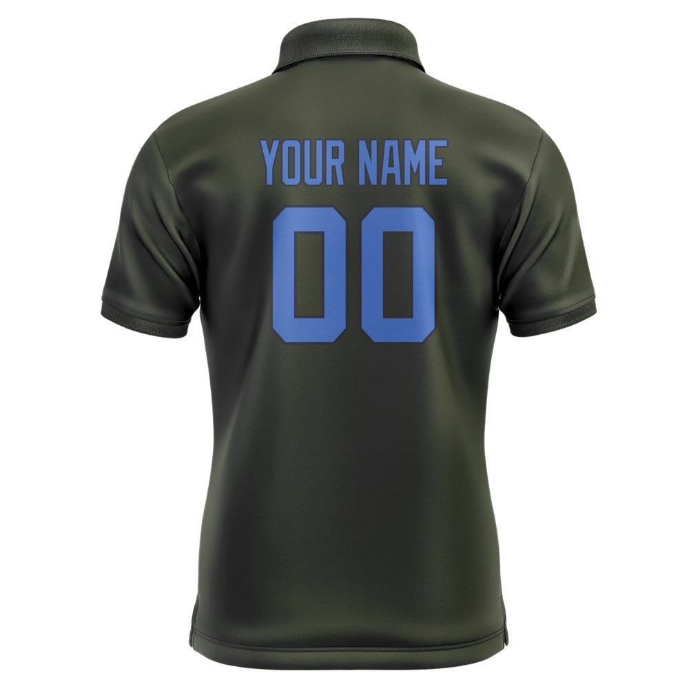 Custom Olive Sky Blue Short-Sleeve Polo Shirt