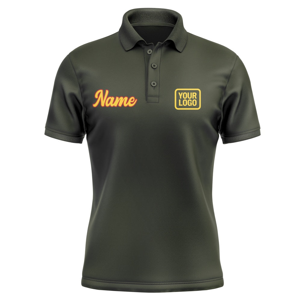 Custom Olive Gold Short-Sleeve Polo Shirt