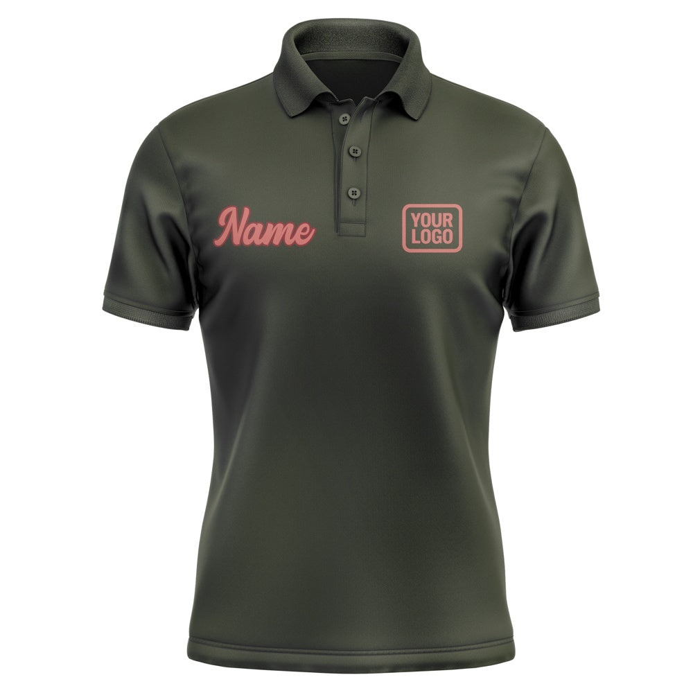 Custom Olive Copper Rose Short-Sleeve Polo Shirt