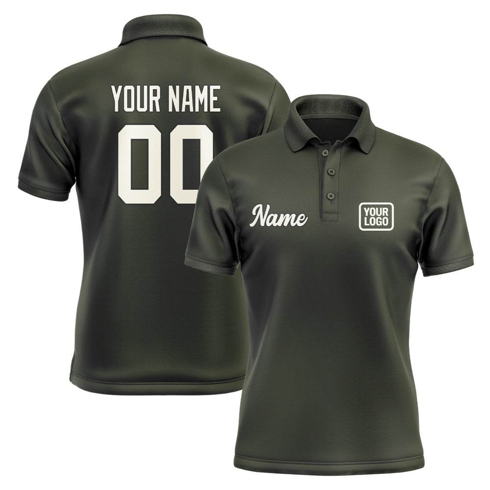 Custom Olive Cream Short-Sleeve Polo Shirt