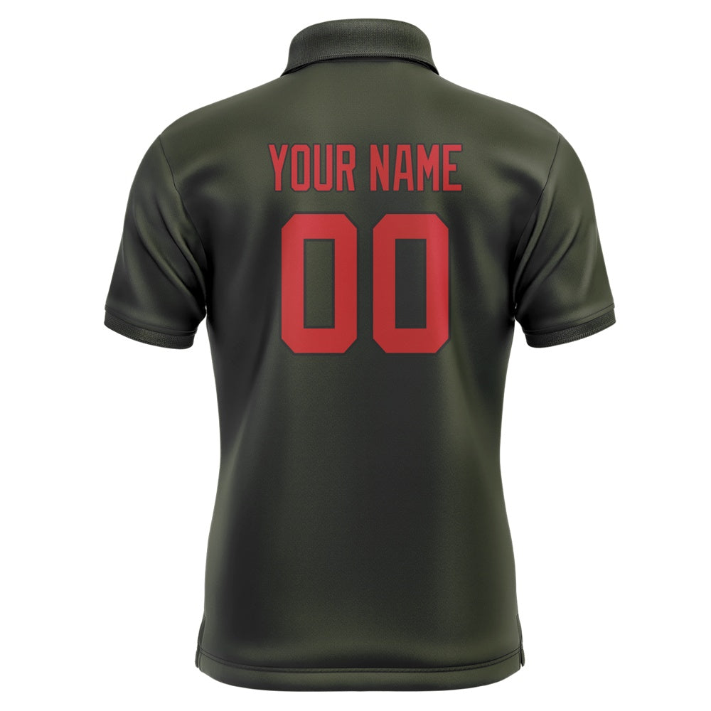 Custom Olive Red Short-Sleeve Polo Shirt