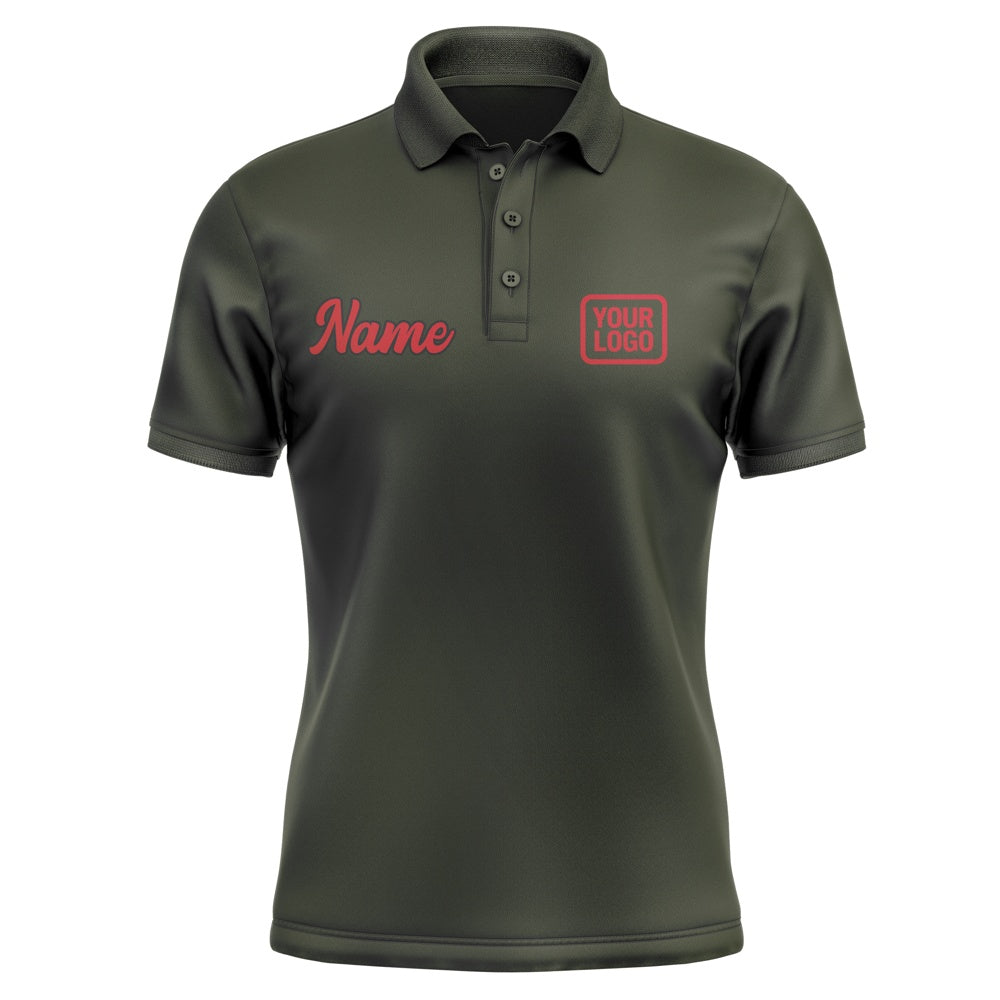Custom Olive Red Short-Sleeve Polo Shirt