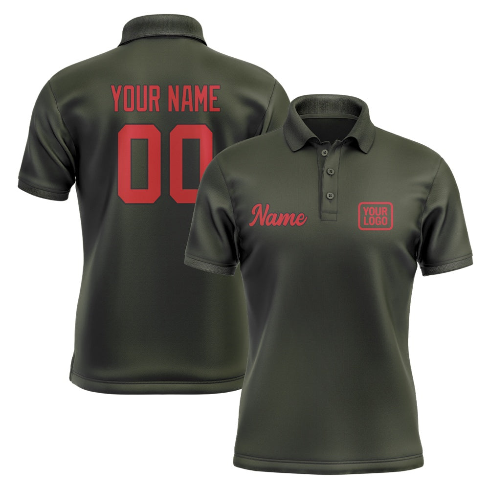 Custom Olive Red Short-Sleeve Polo Shirt
