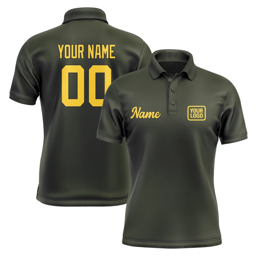 Custom Olive Gold Short-Sleeve Polo Shirt