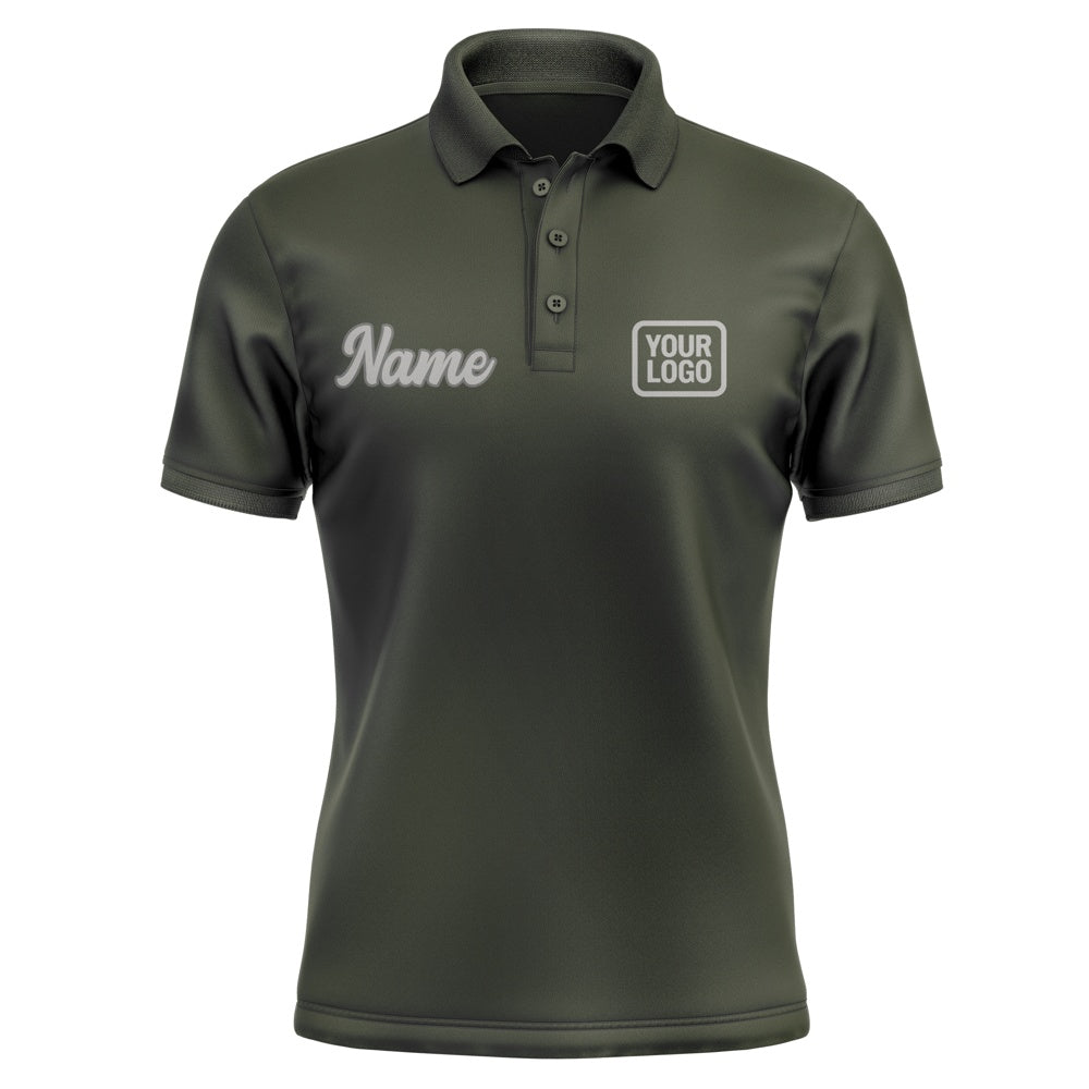 Custom Olive Gray Short-Sleeve Polo Shirt