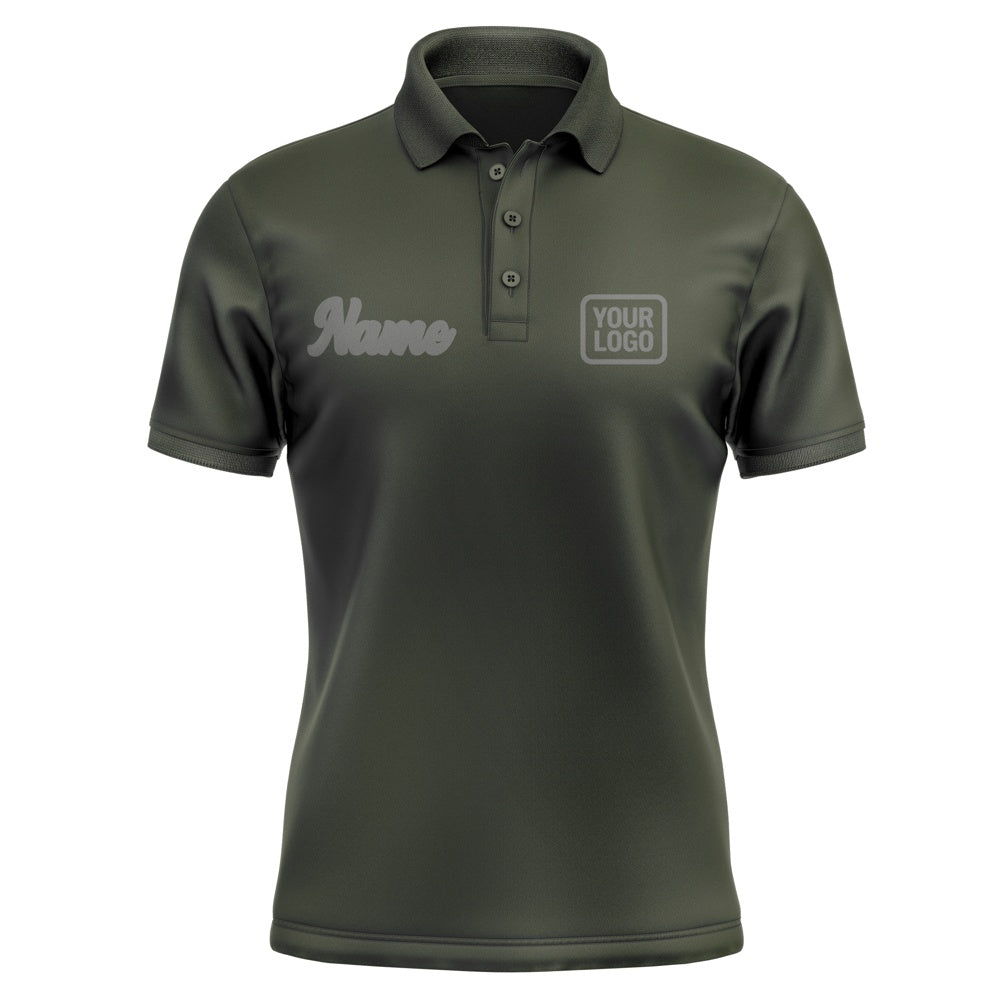 Custom Olive Dark Grey Short-Sleeve Polo Shirt