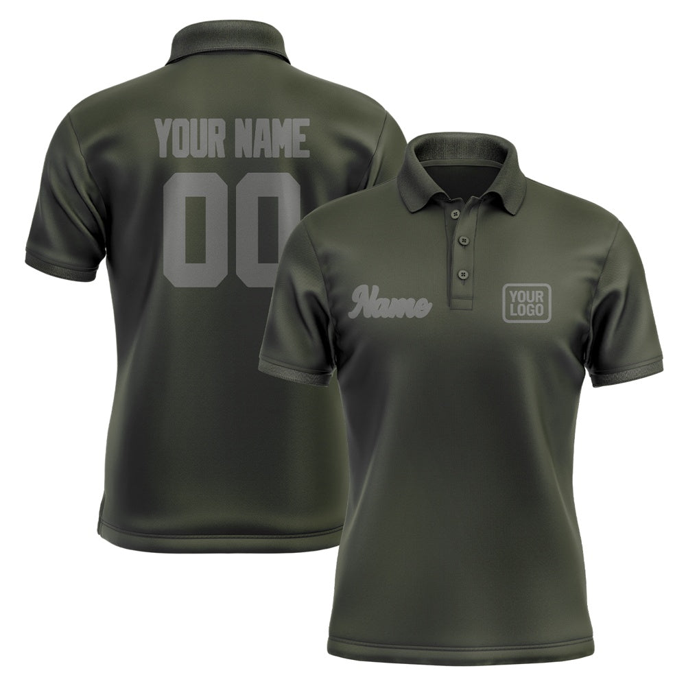 Custom Olive Dark Grey Short-Sleeve Polo Shirt