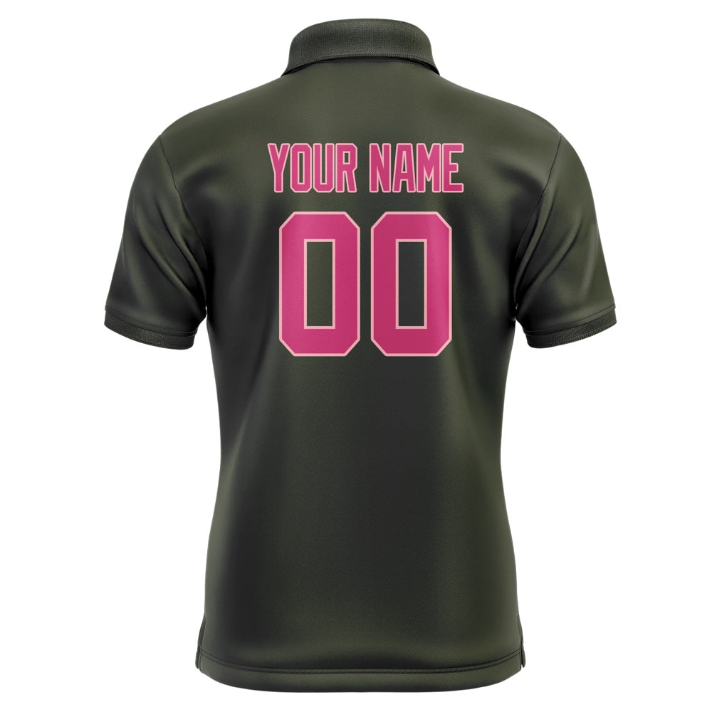 Custom Olive Pink Short-Sleeve Polo Shirt