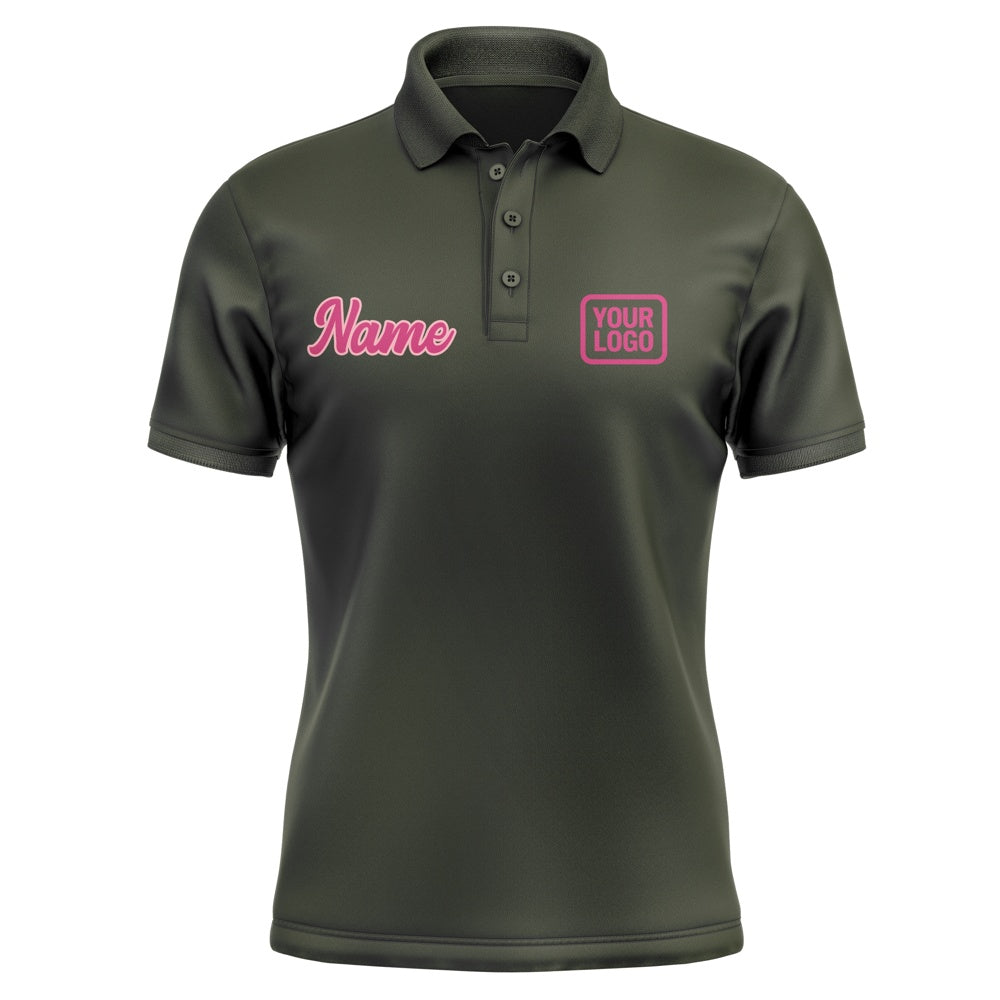 Custom Olive Pink Short-Sleeve Polo Shirt