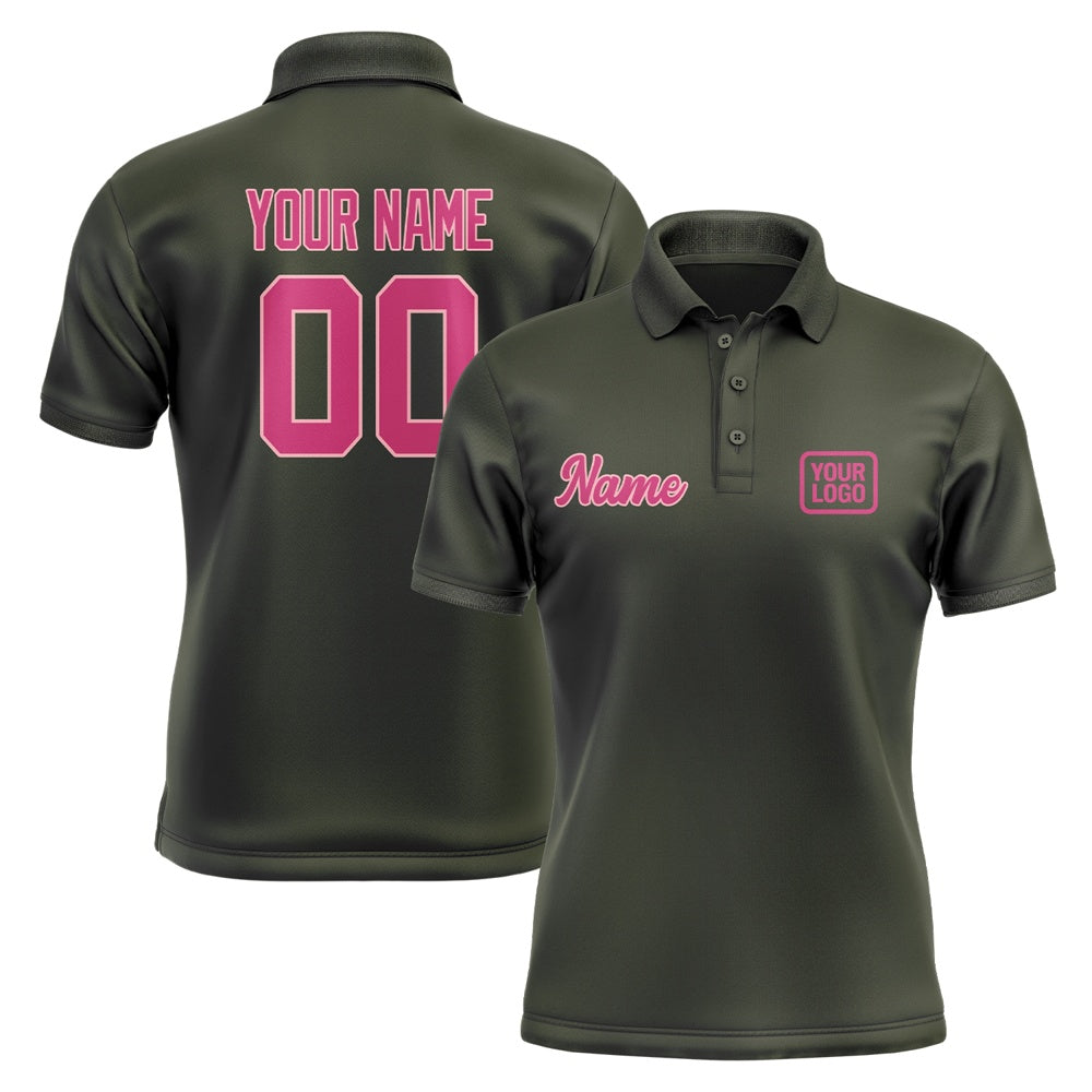 Custom Olive Pink Short-Sleeve Polo Shirt
