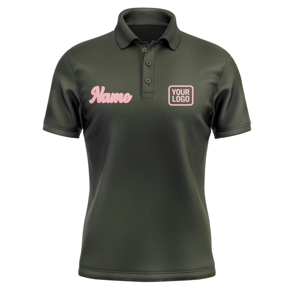 Custom Olive Light Pink Short-Sleeve Polo Shirt