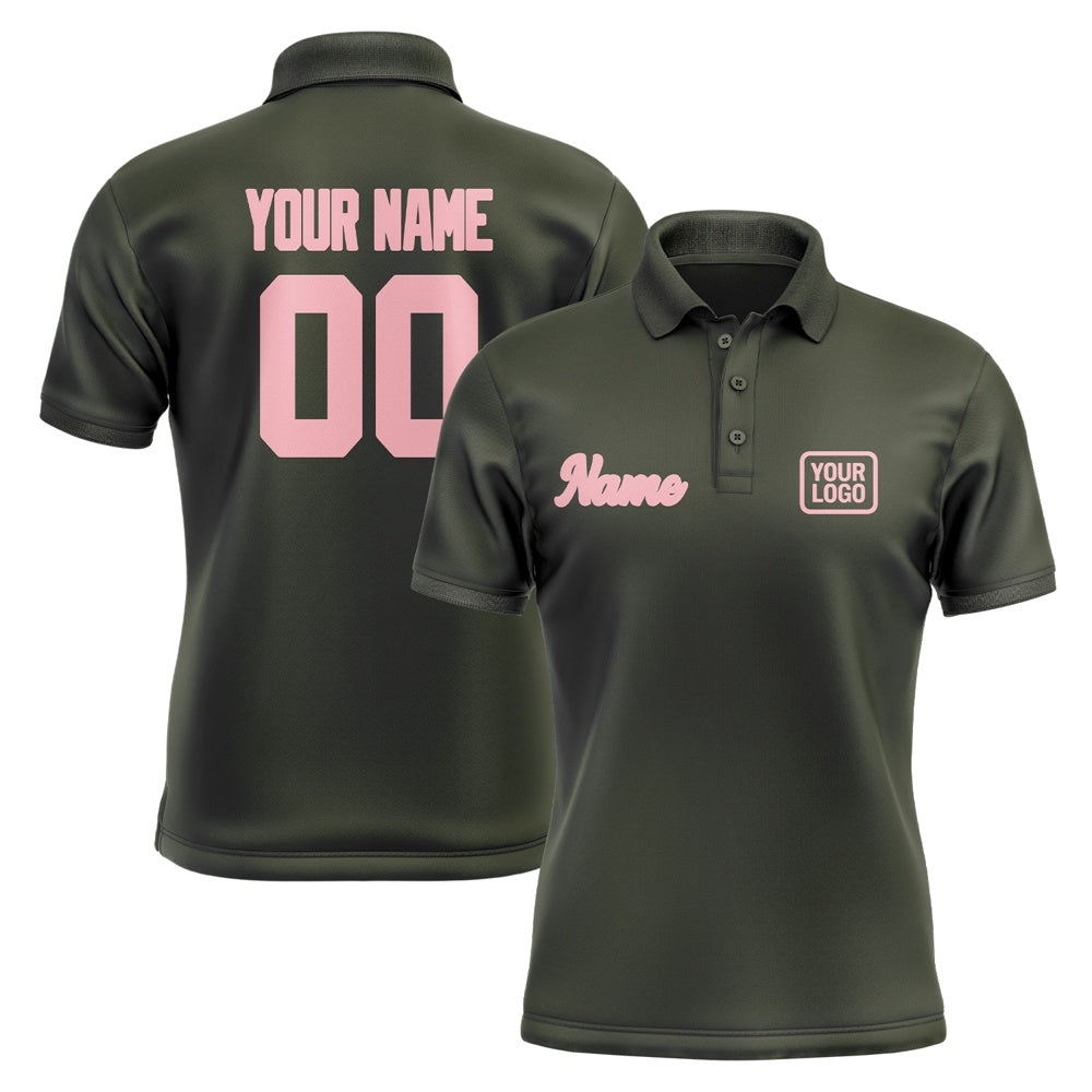 Custom Olive Light Pink Short-Sleeve Polo Shirt