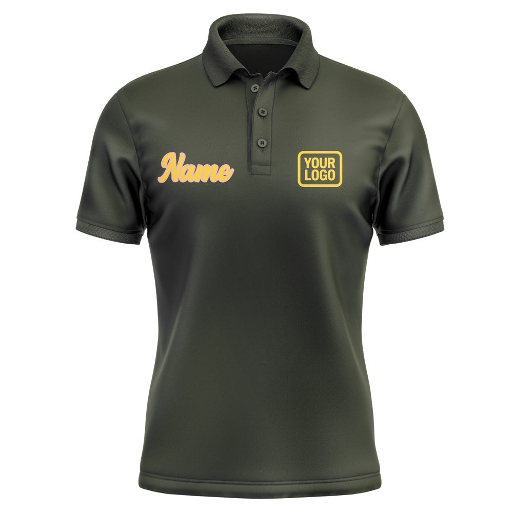 Custom Olive Gold Short-Sleeve Polo Shirt