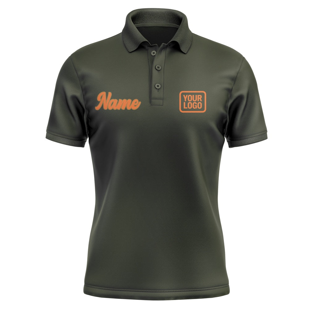 Custom Olive Orange Short-Sleeve Polo Shirt
