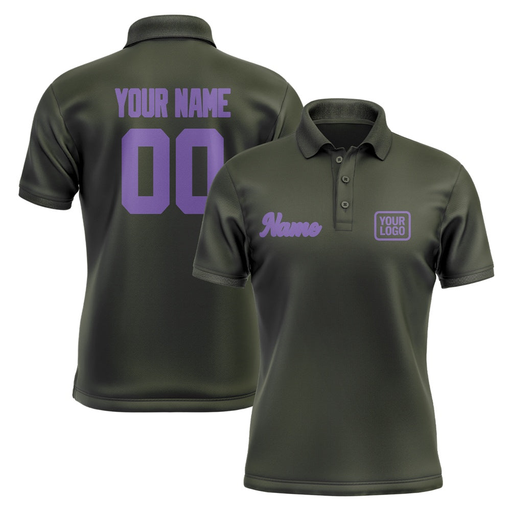 Custom Olive Light Purple Short-Sleeve Polo Shirt