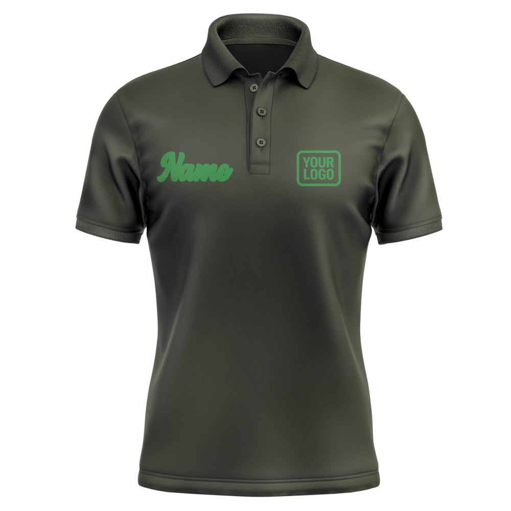 Custom Olive Emerald Green Short-Sleeve Polo Shirt