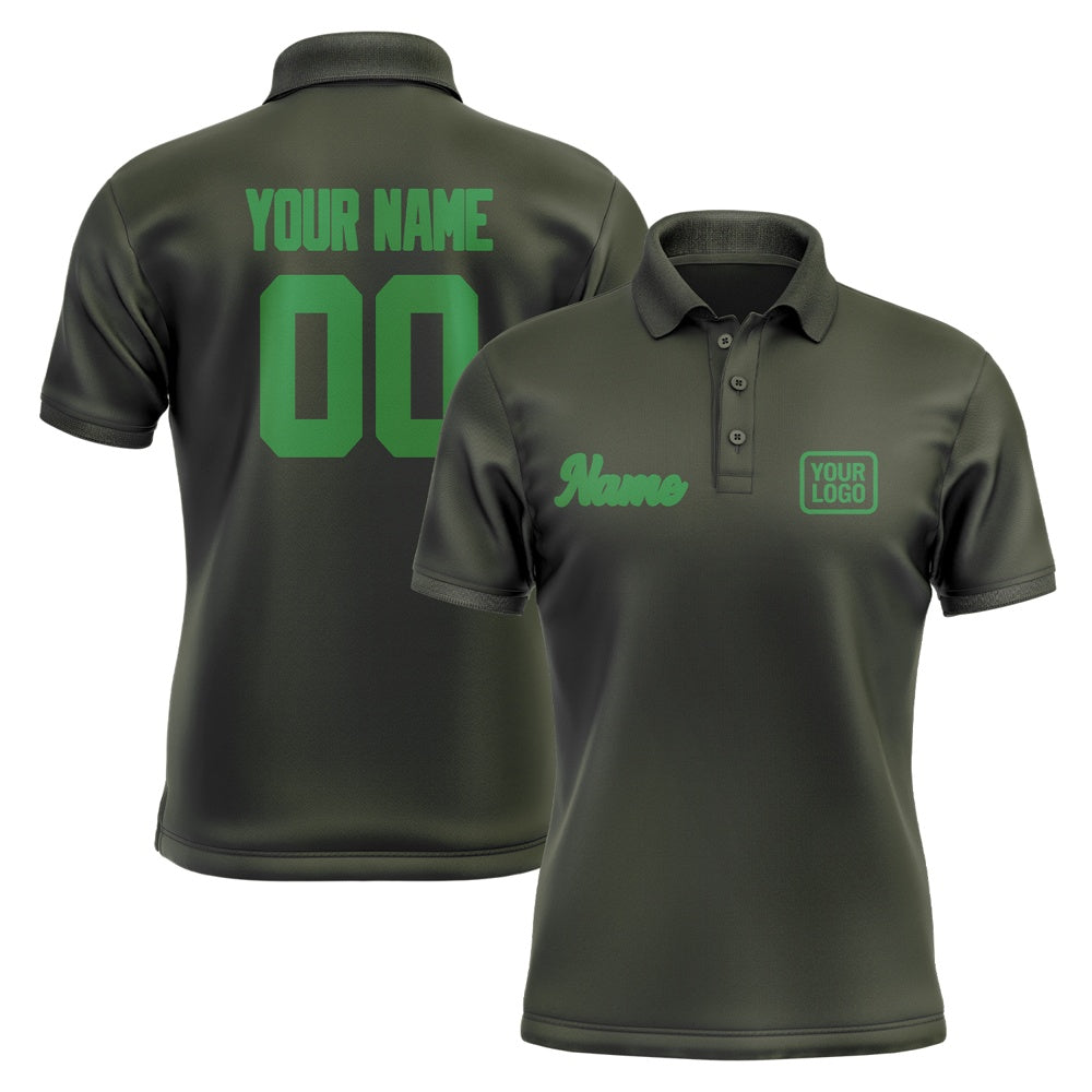 Custom Olive Emerald Green Short-Sleeve Polo Shirt