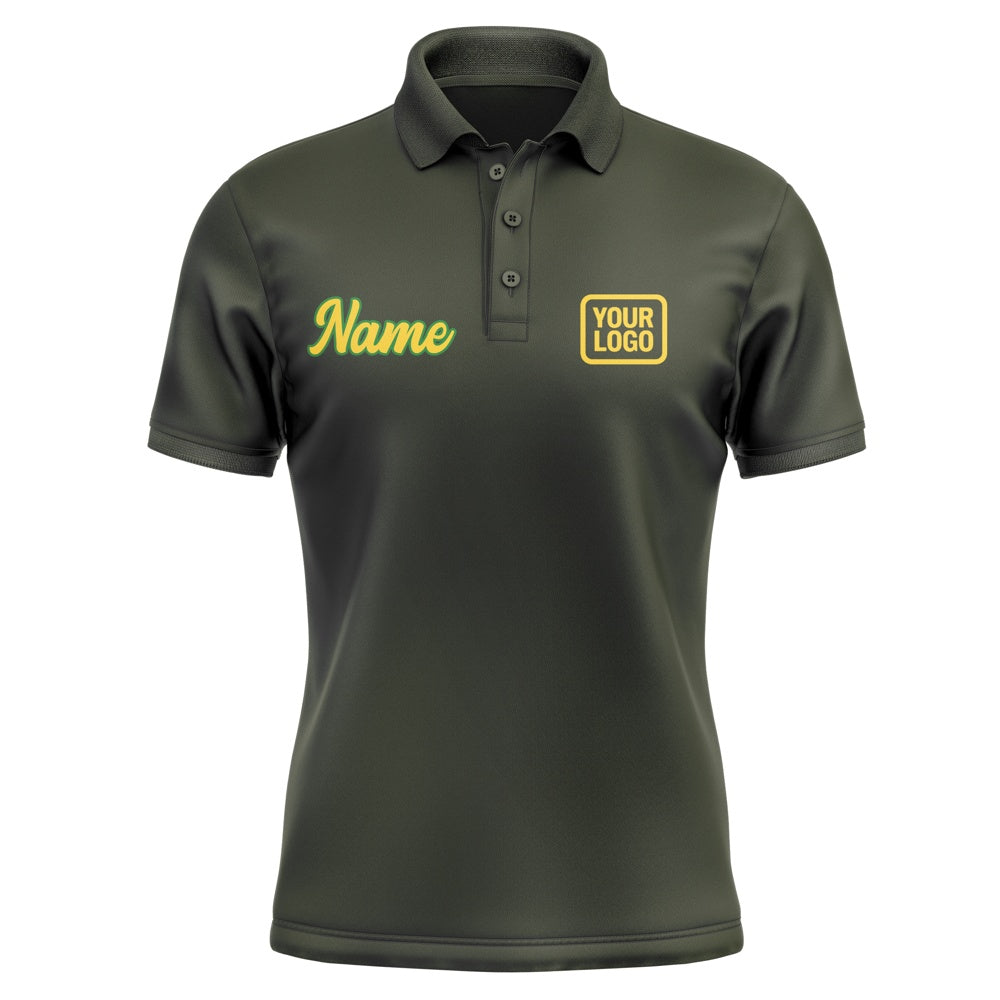 Custom Olive Gold Short-Sleeve Polo Shirt