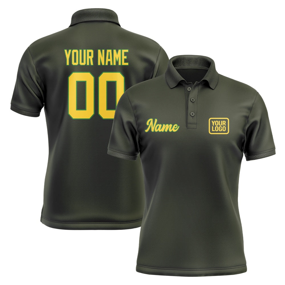 Custom Olive Gold Short-Sleeve Polo Shirt