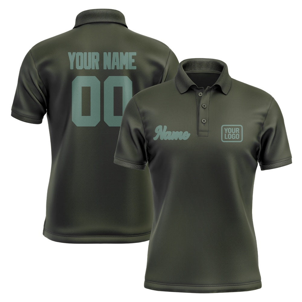 Custom Olive Blue Green Short-Sleeve Polo Shirt