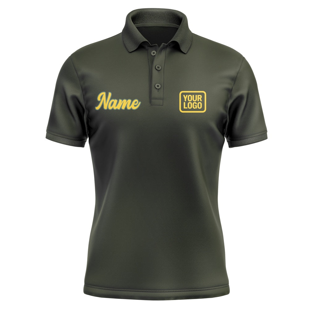 Custom Olive Gold Short-Sleeve Polo Shirt