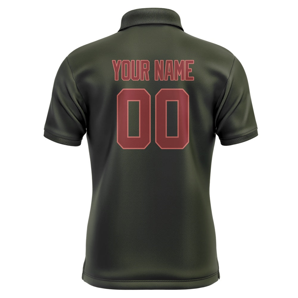 Custom Olive Crimson Red Short-Sleeve Polo Shirt