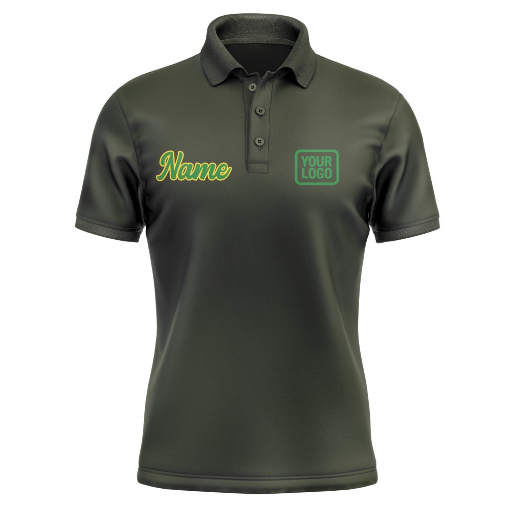 Custom Olive Emerald Green Short-Sleeve Polo Shirt