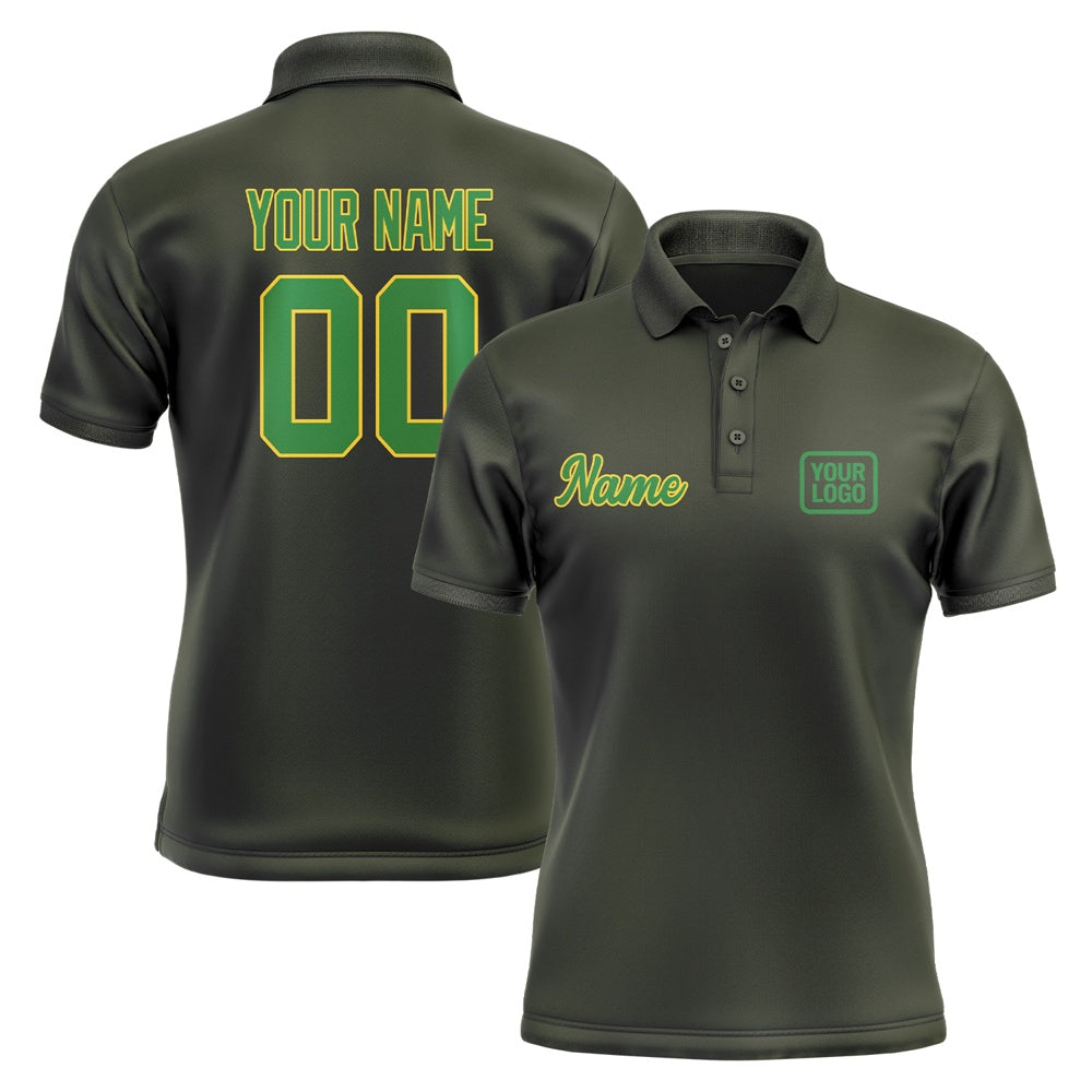 Custom Olive Emerald Green Short-Sleeve Polo Shirt