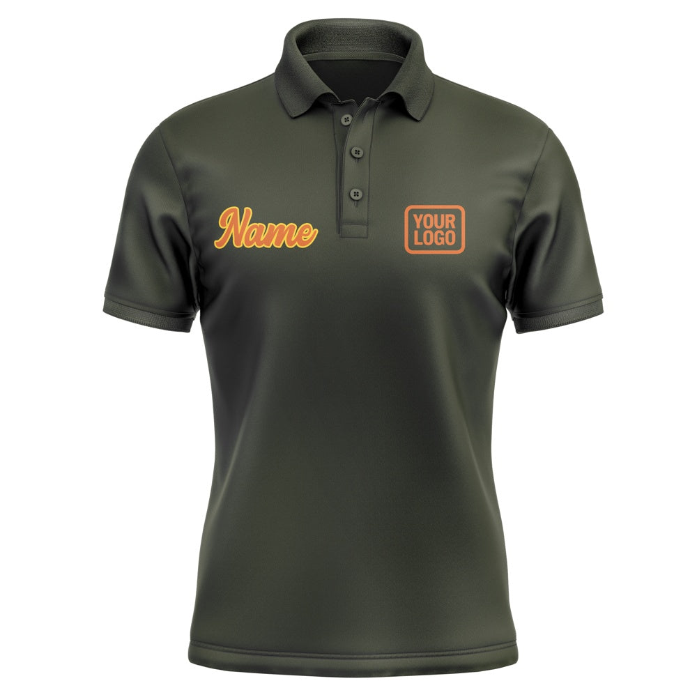 Custom Olive Orange Short-Sleeve Polo Shirt