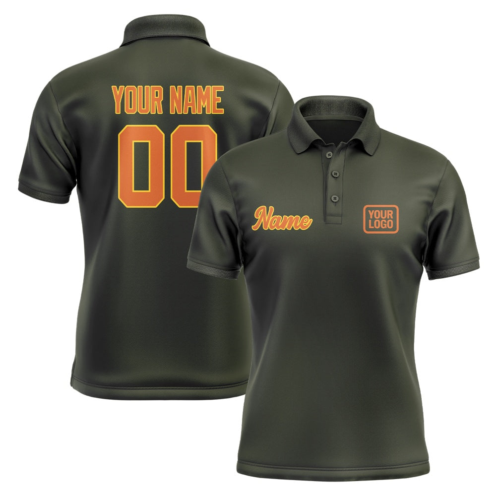Custom Olive Orange Short-Sleeve Polo Shirt