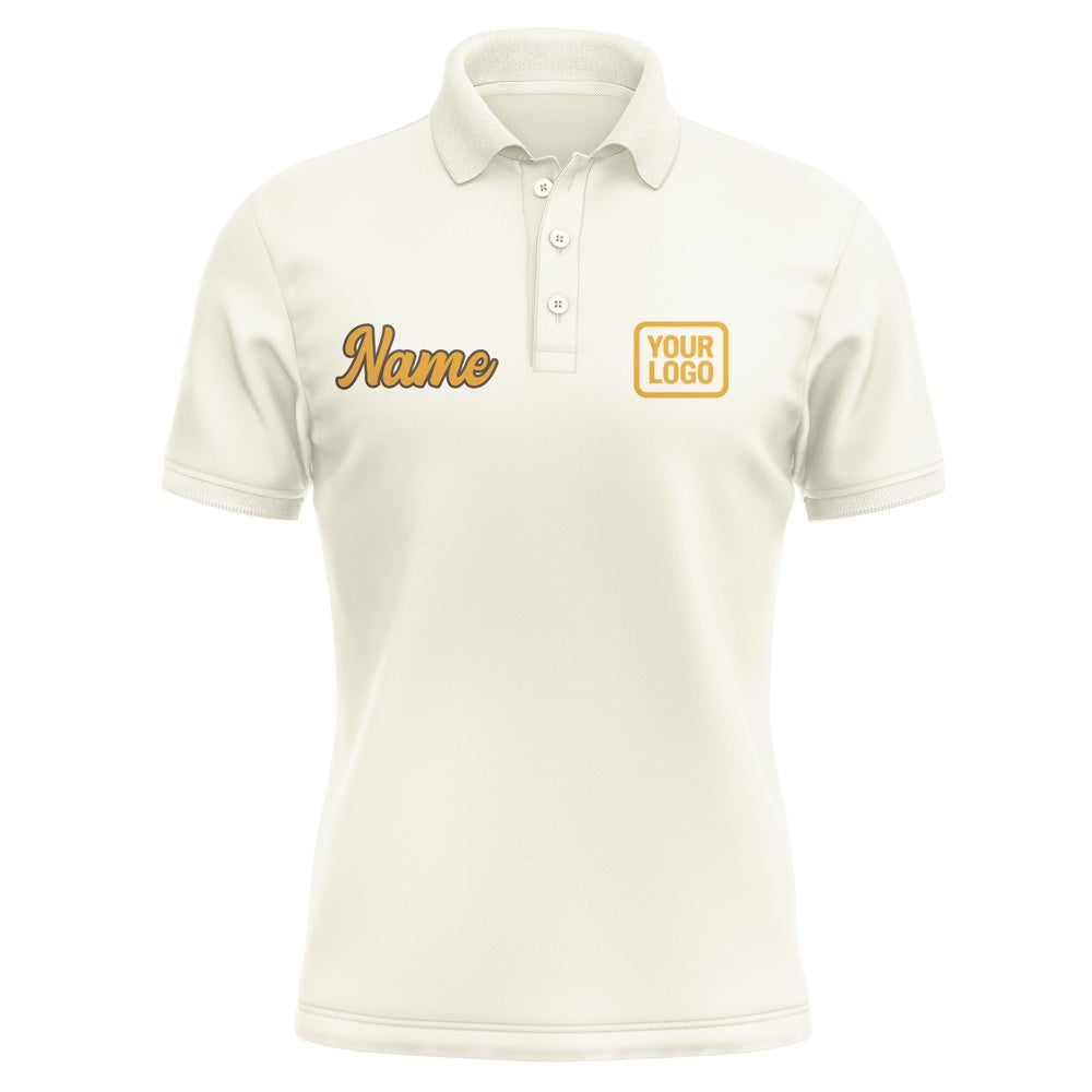 Custom Cream Yellow Short-Sleeve Polo Shirt