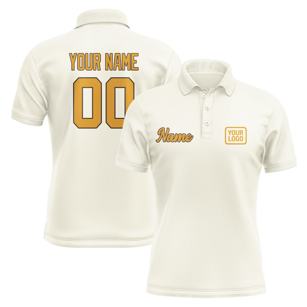 Custom Cream Yellow Short-Sleeve Polo Shirt