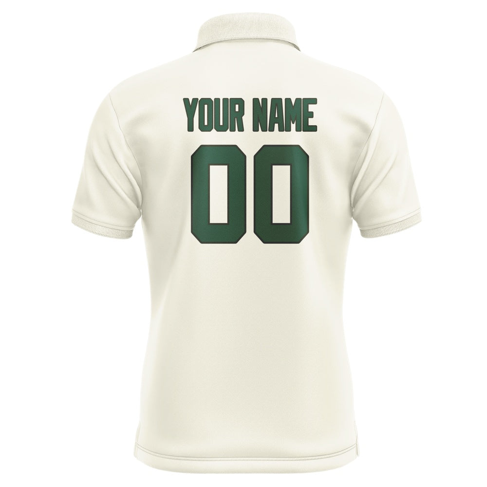 Custom Cream Green Short-Sleeve Polo Shirt