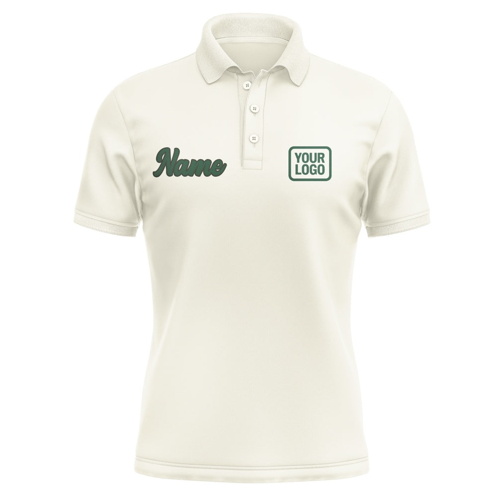 Custom Cream Green Short-Sleeve Polo Shirt