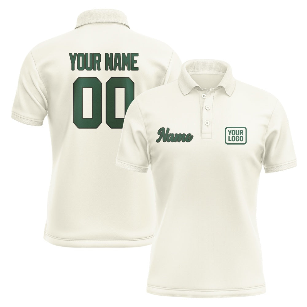 Custom Cream Green Short-Sleeve Polo Shirt