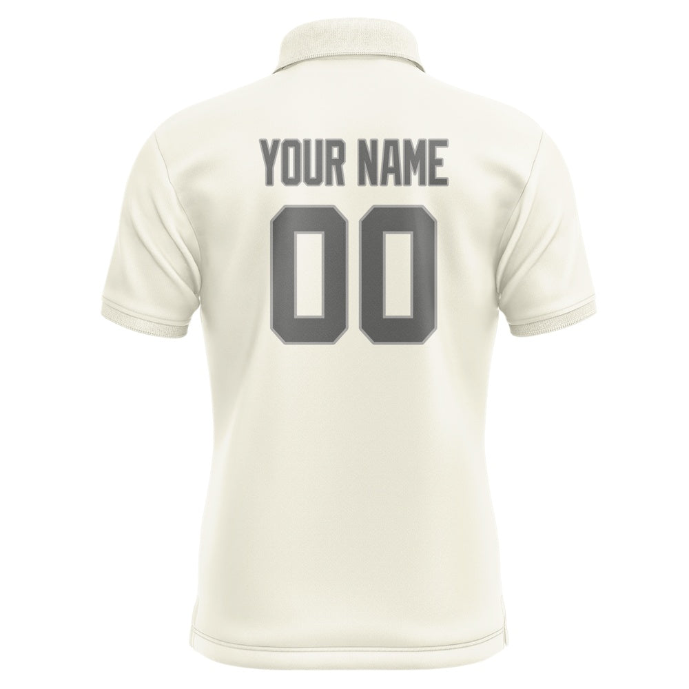 Custom Cream Dark Grey Short-Sleeve Polo Shirt