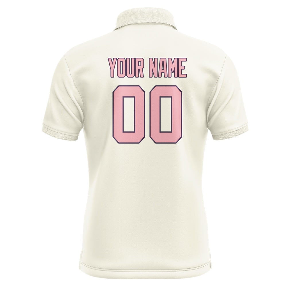 Custom Cream Light Pink Short-Sleeve Polo Shirt