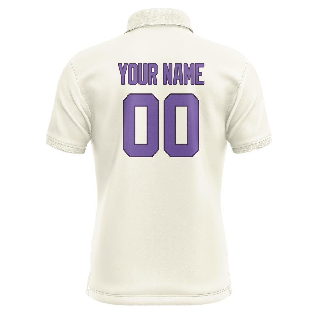 Custom Cream Light Purple Short-Sleeve Polo Shirt