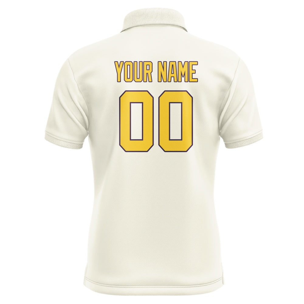 Custom Cream Gold Short-Sleeve Polo Shirt